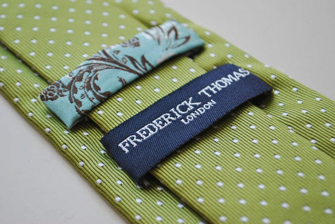 lime green and white pin spot tie